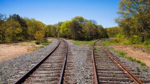 Railroad tracks splitting left and right as a concept for life's choices