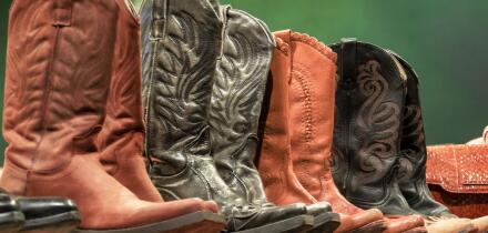 leather western style men's Texan boots