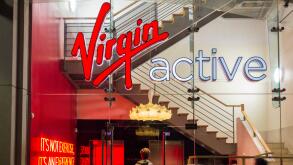 Entrance signage at the Virgin Active Gym, Old Court Place, Kensington, London, W8, UK