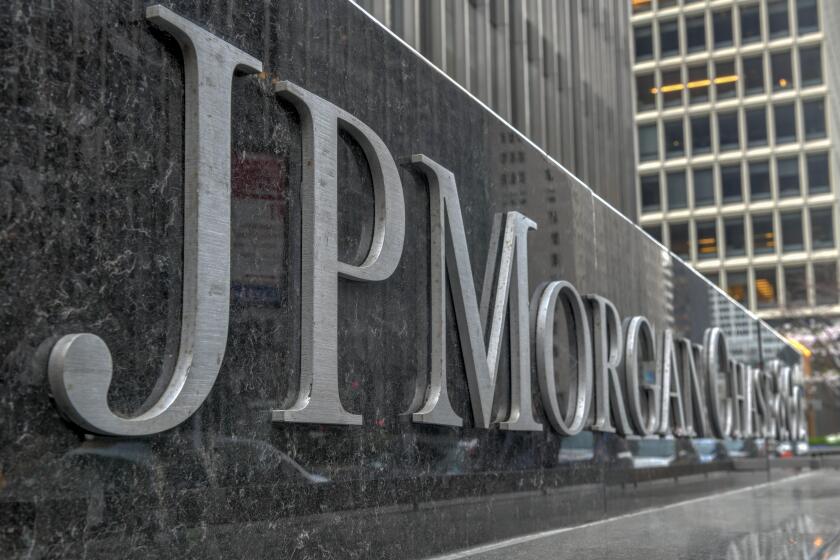 New York - April 14, 2018: The corporate sign in front of the JP Morgan Chase & Co office building on Park Avenue in New York City.