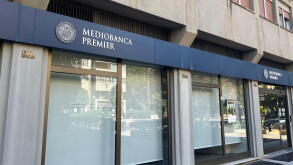 Palermo, Italy. 21st June, 2026. The Mediobanca Premier sign is displayed at a bank branch in Palermo, Italy, on June 21, 2026. (Photo by Cristian Bonaviri/Sipa USA) Credit: Sipa US/Alamy Live News