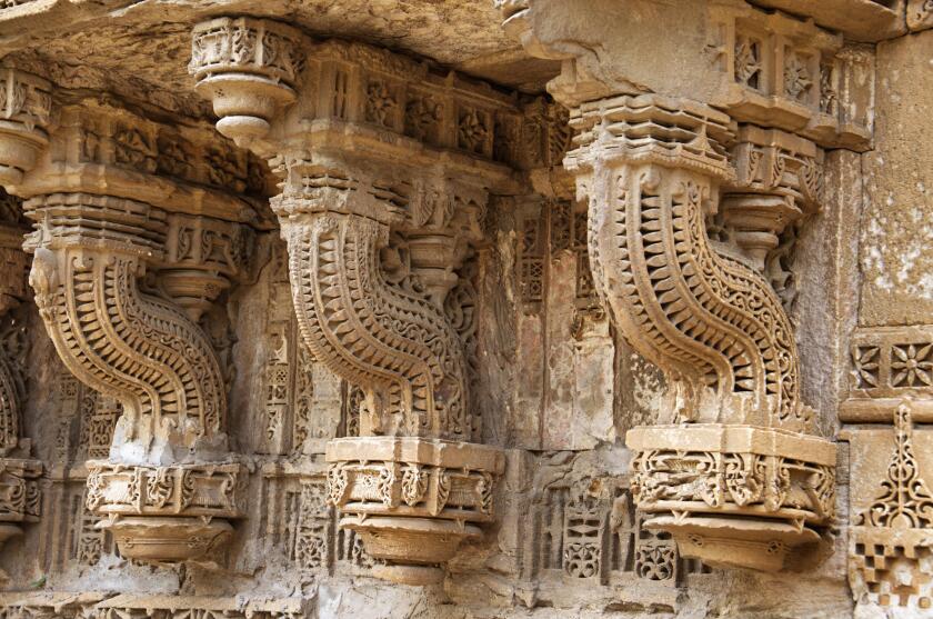 Carving details on the outer wall of Sai Masjid (Mosque), Ahmedabad, Gujarat, India
