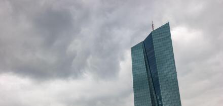 thunderstorm over the European Central Bank or ECB in Frankfurt