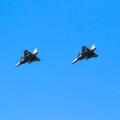 SAAB JAS-39 Gripen from the Swedish Air Force in flight over Leeuwarden Air Base during NATO exercise Ramstein Flag. Leeuwarden, The Netherlands - Apr