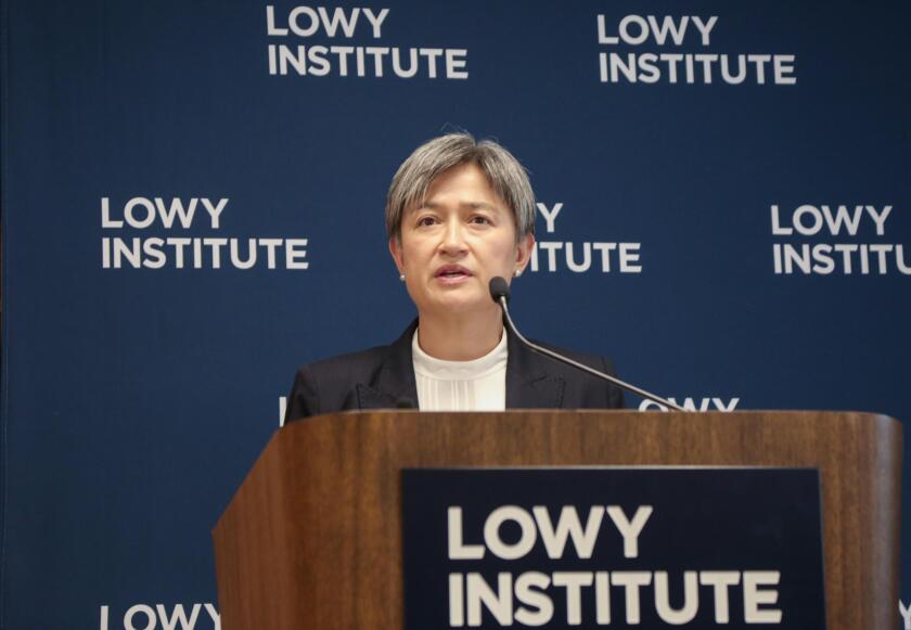 Sydney, Australia. 1st May, 2019. Leader of the opposition in the Australian senate Penny Wong gives a speech to the Lowy institute in Sydney, Australia, May 1, 2019. Wong said on Wednesday that China is vital to the future of Australia. Credit: Hao Yalin