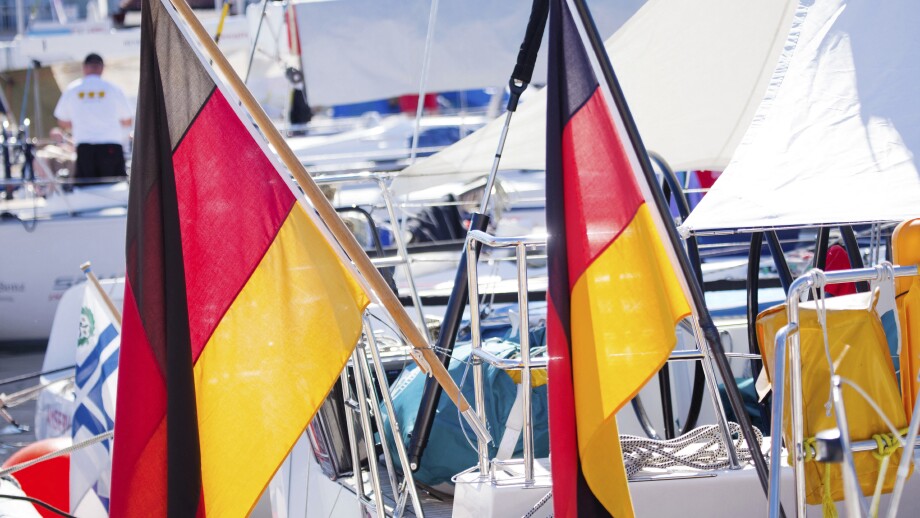German flags on boats