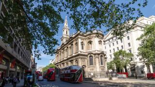 Saint Mary-le-Strand Church designed by James Gibbs. The Strand, London, UK