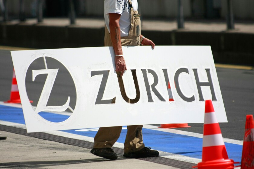 Advertisement of Zurich insurance company, Nuerburgring, Germany.
