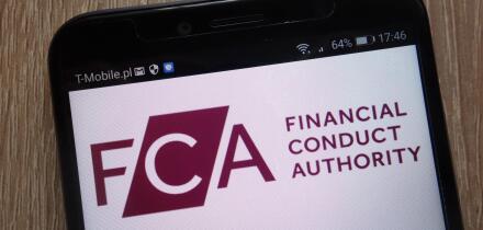 Financial Conduct Authority logo displayed on a modern smartphone