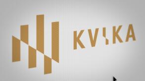 Logo of the public company Kvika banki displayed on a computer screen in close-up. Credit: PIXDUCE