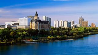 Cityscape with river, Saskatoon, Saskatchewan, Canada