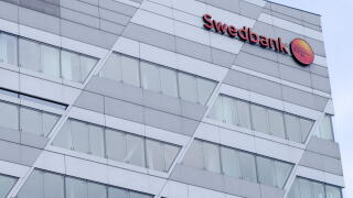 Stockholm, Sweden - 18 May 2019. A view from the outside of the swedish bank Swedbanks headquarter in Sundbyberg outside of Stockholm.