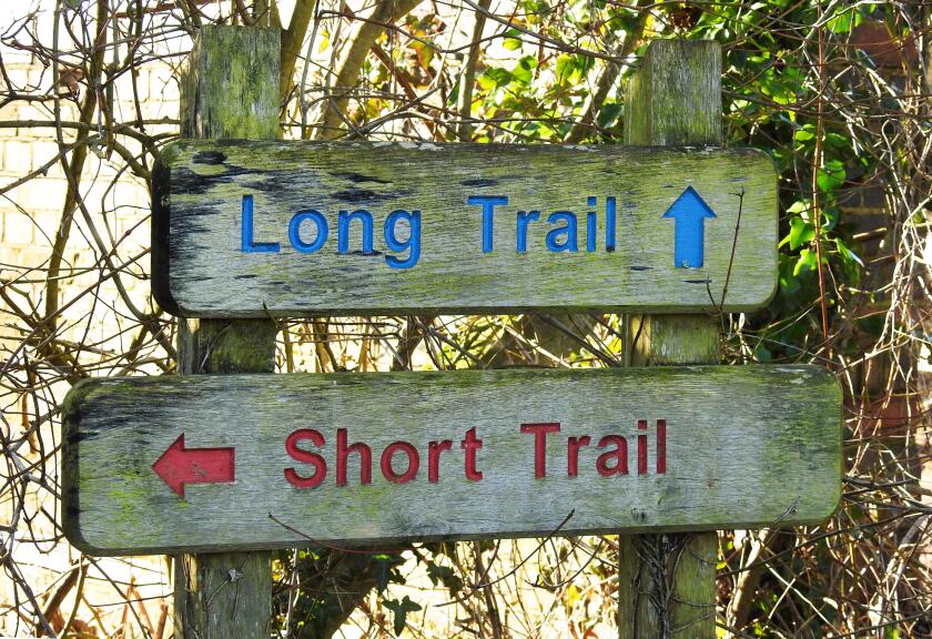 Long Trail, Short Trail Hiking Sign