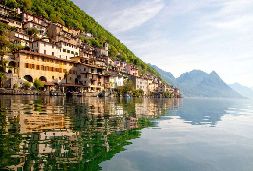 Gandria, canton, TI, Ticino, South Switzerland, water, lake, lakes, village, Switzerland, Europe, Lake Lugano,