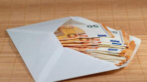 Banknotes in an envelope, close-up