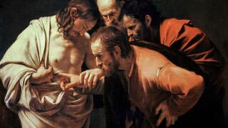 Caravaggio, Doubting Thomas, (The Incredulity of Saint Thomas), Baroque painting, 1601-1602