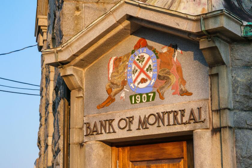 Lunenburg, Nova Scotia, Canada - 12 August 2021: Former Bank of Montreal building