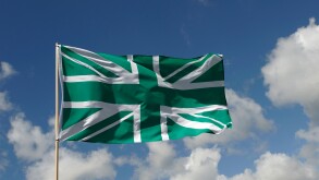 Green Union Jack flag