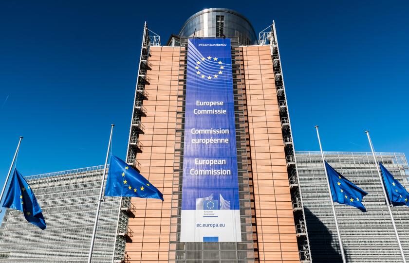 Exterior facade of the European Commission building in Brussels, Called the Berlaymont building