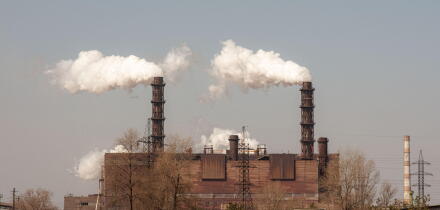 Smoke from the pipes of the mining and processing plant. 