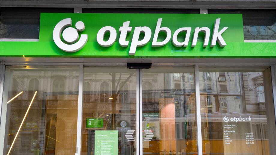 BUDAPEST - JAN 20: Logotype of OTP Bank over the entrance in Budapest, January 20. 2022 in Hungary.