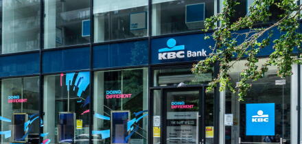 A branch of KBC bank in Forbes Street, Dublin, Ireland. The bank recently announced that it is closing its operations in Ireland.