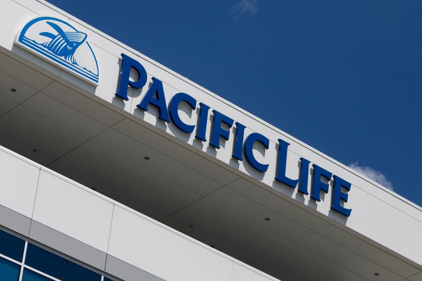 A logo sign outside of a facility occupied by the Pacific Life Insurance Company in Omaha, Nebraska on July 1, 2018.