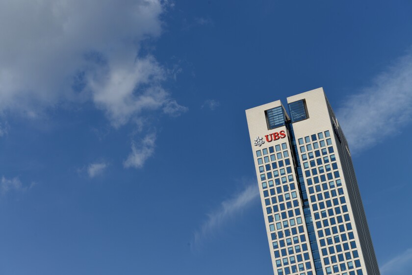 UBS Bank, Opernturm, Bockenheimer Landstrasse, Frankfurt am Main, Hessen, Deutschland