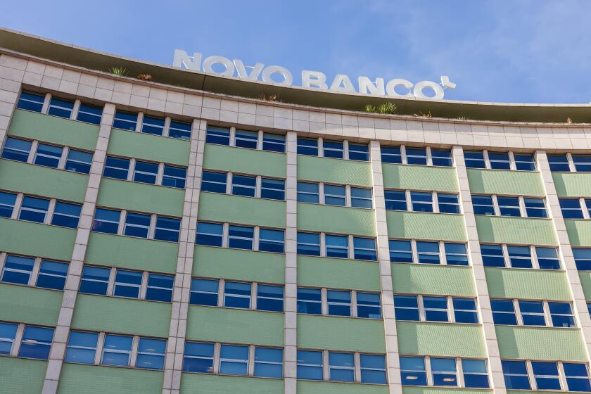 Lisbon, Portugal - October 19, 2016: Novo Banco Bank located in the Marques de Pombal Square. A bank created after the Espirito Santo Bank scandal.