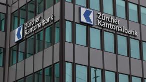 Zuerich, Switzerland, logos of Zuercher Kantonalbank to a house facade