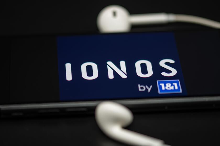 Rheinbach, Germany  20 June 2023,  The brand logo of the German Internet provider "Ionos" on the display of a smartphone (focus on the brand logo)