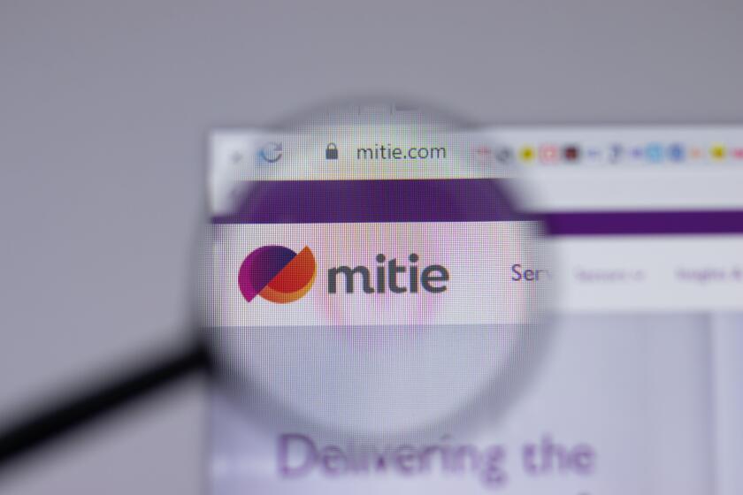 Los Angeles, California, USA - 1 June 2021: Mitie logo or icon on website page, Illustrative Editorial