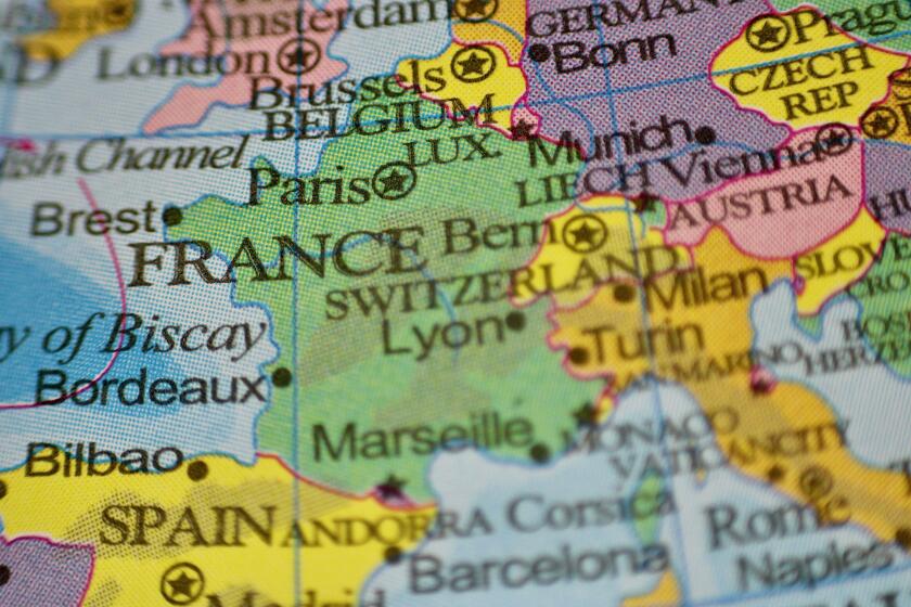 Macro Close up of a World Map Globe With Focus on France and Western Europe