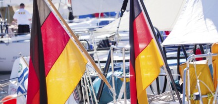German flags on boats