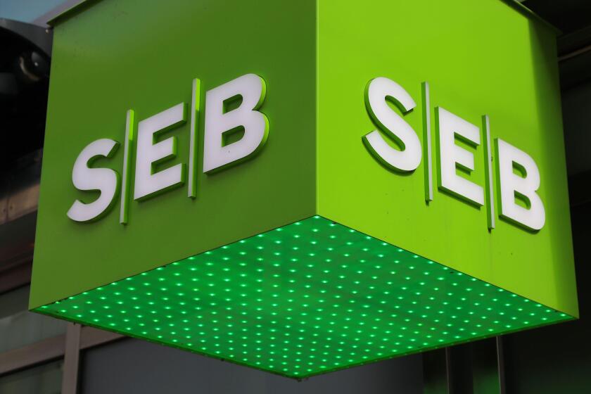 NORRKOPING, SWEDEN - AUGUST 25, 2018: SEB Bank in Norrkoping, Sweden. SEB was formerly known as Skandinaviska Enskilda Banken and is a major banking g