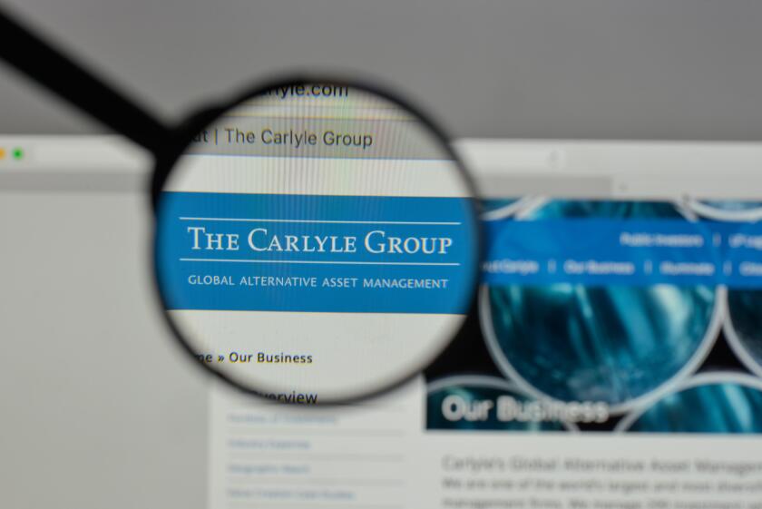 Milan, Italy - August 10, 2017: Carlyle Group logo on the website homepage.