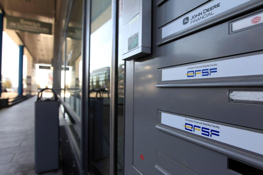 In this Monday Oct. 3, 2011 photo a view of the entrance of the European Financial Stability Facility office in Luxembourg, is seen Monday Oct. 3, 2011. After the Oct. 23 summit of EU leaders, the EFSF will wield massive financial power to contain the eur
