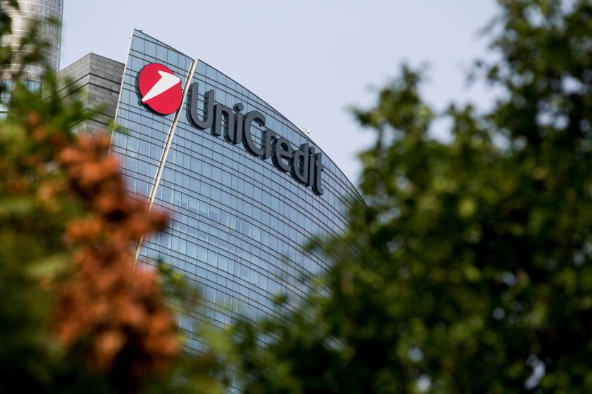 A logo sign outside of the headquarters of the UniCredit Group in Milan, Italy on September 3, 2016.