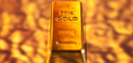 Gold Bar on a molten gold background