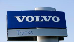 A logo sign outside of a Volvo Trucks facility in Carlisle, Pennsylvania on April 17, 2016.