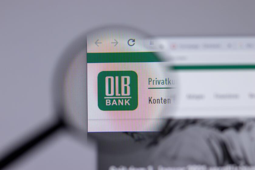 New York, USA - 26 April 2021: OLB Bank Oldenburgische Landesbank company logo close-up on website page, Illustrative Editorial