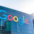 American multinational technology company Google logo seen at Googleplex, the corporate headquarters complex of Google and its parent company Alphabet Inc.