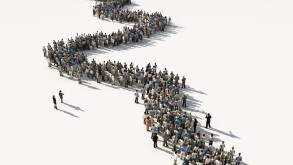 group of people waiting in line