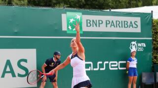 Gdansk, Poland. 21st July, 2021. Tamara Korpatsch (GERMANY) plays against Weronika Falkowska (POLAND) during the BNP Paribas Poland Open Tournament (WTA 250 category) in Gdynia. (Final score 7:5, 6:1 for Korpatsch). Credit: SOPA Images Limited/Alamy Live 