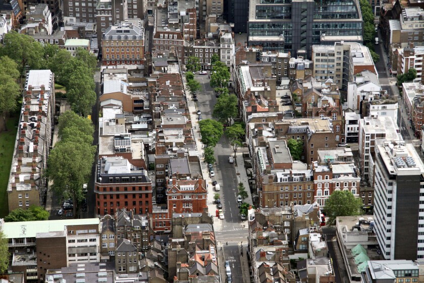 aerial view of Bedford Row & Theobald's Road, London WC1