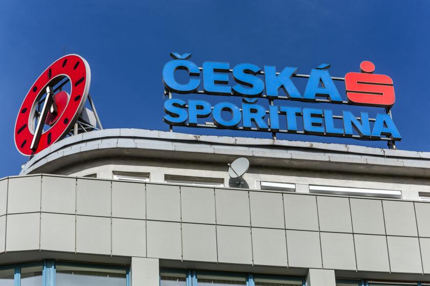 Ceska Sporitelna logo on building Prague