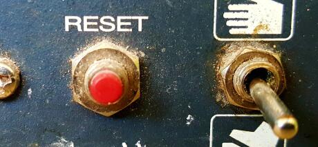 buttons on control panel of an old diry and dusty electric device image