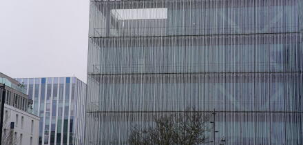 Credit Mutuel office building with glass facade in Nantes, France, showing modern corporate architecture in the city?s business district.
Nantes