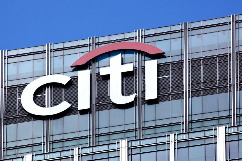 Headquarters of the Citi Bank Center in the Citigroup Centre in Canary Wharf, London, England, United Kingdom, Europe