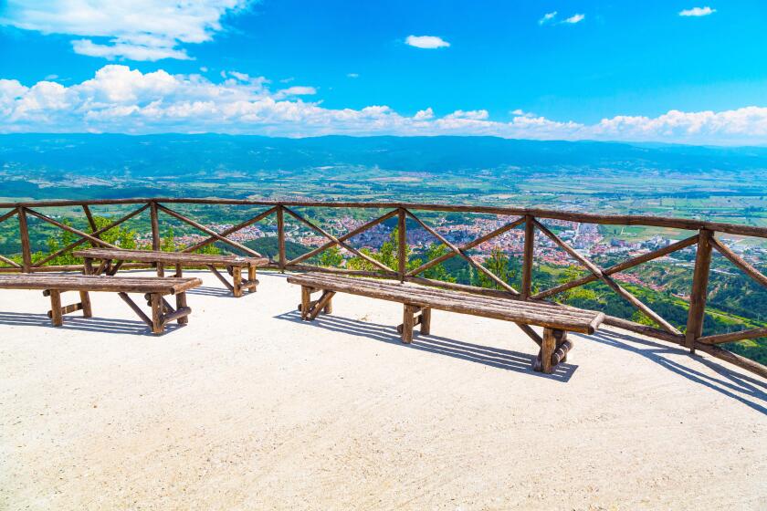 Panoramic view point over Gotse Delchev town, Bulgaria